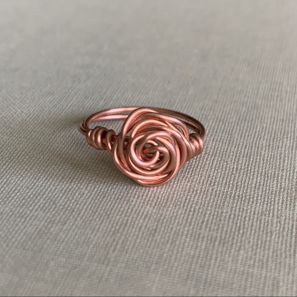 Handmade Wire Wrapped Copper Rose Ring